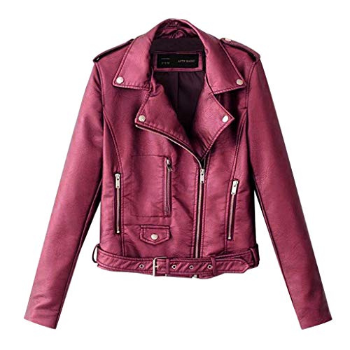 MMOOVV Winter Damen Motorradjacke Mantel Reißverschluss Kurze Punk-Schnitt Niet Langarm Lederjacke Winterjacke Jacke von MMOOVV