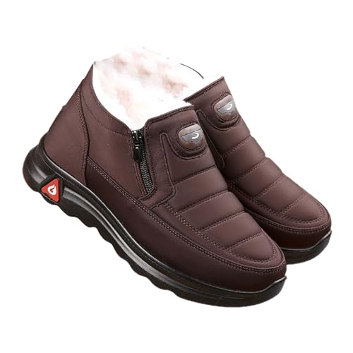 MMOOVV Winterstiefel Damen Wasserdicht Winterschuhe Warm Stiefeletten Winter Schneestiefe Gefüttert Kurzschaft Stiefel Rutschfeste Schlupfstiefel Boots Flach (Coffee, 39) von MMOOVV