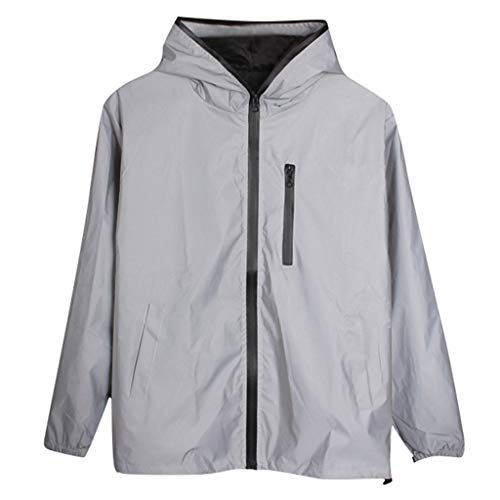 Reflektierende Jacken Coat Hooded Windbreaker Herren/Damen Jacke Streetwear Herren Mäntel & Jacken Laufjacke Herren Winter (Grey, L) von MMOOVV