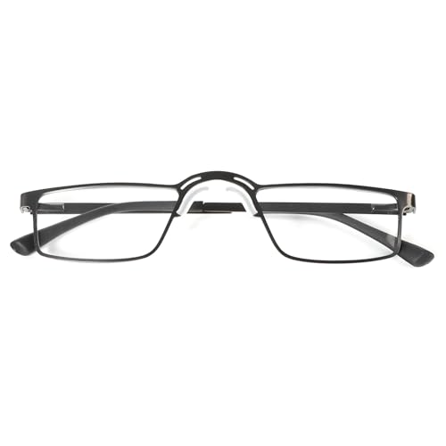 MMOWW Lesebrille Herren Blaulichtfilter mit Metallrahmen Rechteck Federscharnieren Lesehilfe Brille (Grau, +2.0) von MMOWW
