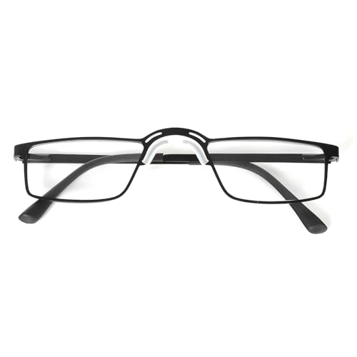 MMOWW Lesebrille Herren Blaulichtfilter mit Metallrahmen Rechteck Federscharnieren Lesehilfe Brille (Schwarz, +3.5) von MMOWW