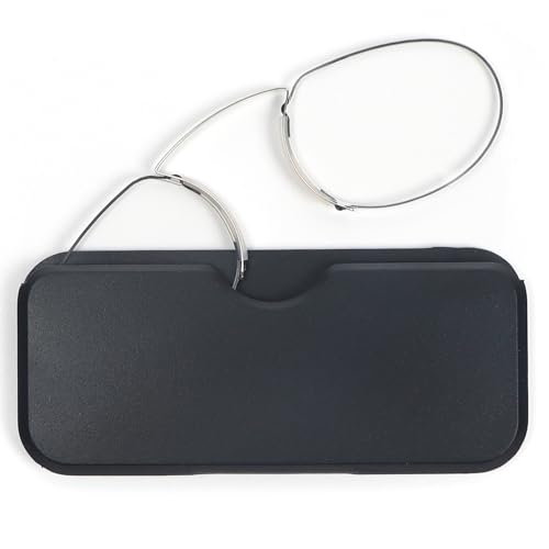 MMOWW Lesebrille mit Universal Kompaktetui für Damen und Herren, Ultraleichtes Monokel Lesehilfe Mini Nasenclip Drahtwicklung ohne Rahmen (Schwarz, +3.0) von MMOWW