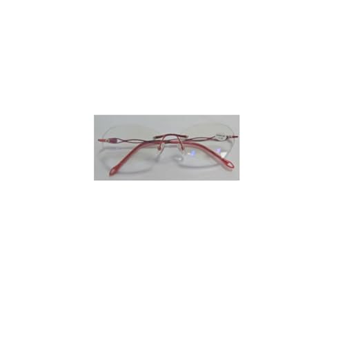 MMOWW Rimless Lesebrille für Frauen Blaulichtfilter Brille Computerbrille Leichte kleine Metall Leser (Rot, +2.0) von MMOWW