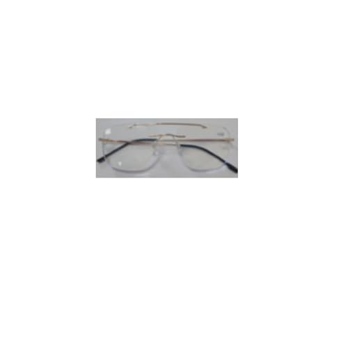 MMOWW Rimless Lesebrillen Herren und Damen Blaulichtfilter Metallgestell Quadratische Computer Metall Leser (Gold, +1.5) von MMOWW