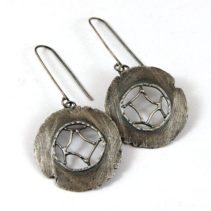 Silber Offene Ohrringe, Oxidierte Lange Ohrringe Silber Offene Ohrringe, Oxidierte Lange Ohrringe von MMRomanowicz