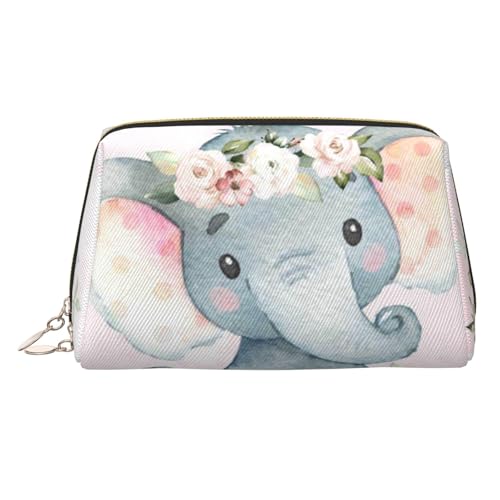 Abstrakte Make-up-Tasche aus Leder, große Kapazität, Reise-Aufbewahrungstasche, Mehrzweck-Toilettenartikel und Make-up-Tasche, Süßer Elefant, Einheitsgröße, Schulranzen von MMSJSBVY