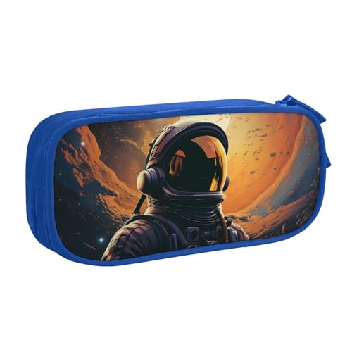 Astronaut Männer Federmäppchen Reißverschluss Glatt Federmäppchen Tragbare Federmäppchen Große Schule Schreibwaren Aufbewahrungstasche Make-up Tasche, blau, Einheitsgröße, Kosmetikkoffer von MMSJSBVY
