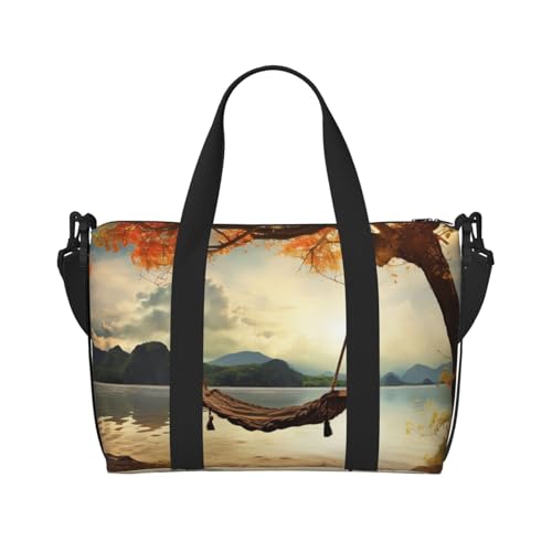 Bunny Rosette Reisetasche, Unisex, wasserabweisend, Wochenend-Turnbeutel, große Kapazität, verstellbarer Schultergurt, Reisetasche, Herbstschaukel und Baum, Einheitsgröße Bunny Rosette Reisetasche, Unisex, wasserabweisend, Wochenend-Turnbeutel, große Kapazität, verstellbarer Schultergurt, Reisetasche, Herbstschaukel und Baum, Einheitsgröße von MMSJSBVY