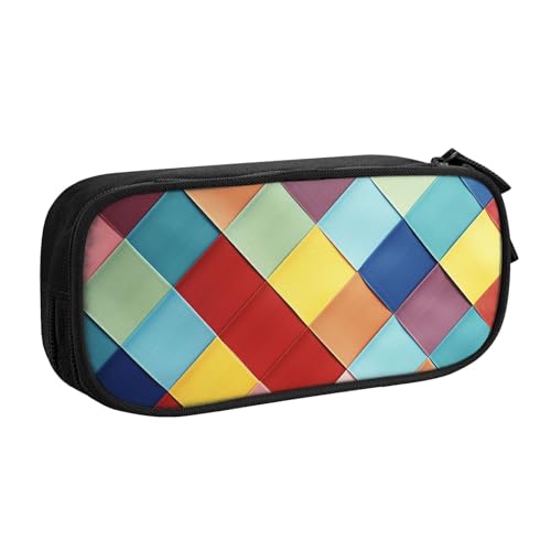 Buntes kariertes Federmäppchen, Reißverschluss, glattes Federmäppchen, tragbares Federmäppchen, große Schule, Schreibwaren, Aufbewahrungstasche, Make-up-Tasche, Schwarz , Einheitsgröße, Kosmetikkoffer Buntes kariertes Federmäppchen, Reißverschluss, glattes Federmäppchen, tragbares Federmäppchen, große Schule, Schreibwaren, Aufbewahrungstasche, Make-up-Tasche, Schwarz , Einheitsgröße, Kosmetikkoffer von MMSJSBVY