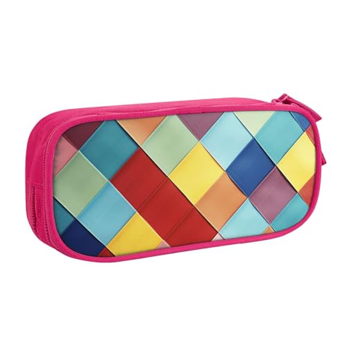 Buntes kariertes Federmäppchen, Reißverschluss, glattes Federmäppchen, tragbares Federmäppchen, große Schule, Schreibwaren, Aufbewahrungstasche, Make-up-Tasche, rose, Einheitsgröße, Kosmetikkoffer Buntes kariertes Federmäppchen, Reißverschluss, glattes Federmäppchen, tragbares Federmäppchen, große Schule, Schreibwaren, Aufbewahrungstasche, Make-up-Tasche, rose, Einheitsgröße, Kosmetikkoffer von MMSJSBVY