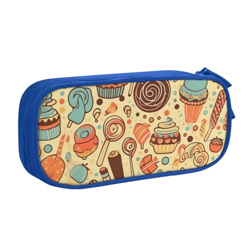 Candies and Sweets Federmäppchen, Reißverschluss Glattes Federmäppchen, Tragbares Federmäppchen Große Schule Schreibwaren Aufbewahrungstasche Make-up Tasche, blau, Einheitsgröße, Kosmetikkoffer Candies and Sweets Federmäppchen, Reißverschluss Glattes Federmäppchen, Tragbares Federmäppchen Große Schule Schreibwaren Aufbewahrungstasche Make-up Tasche, blau, Einheitsgröße, Kosmetikkoffer von MMSJSBVY