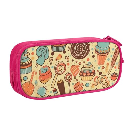Candies and Sweets Federmäppchen, Reißverschluss Glattes Federmäppchen, Tragbares Federmäppchen Große Schule Schreibwaren Aufbewahrungstasche Make-up Tasche, rose, Einheitsgröße, Kosmetikkoffer von MMSJSBVY