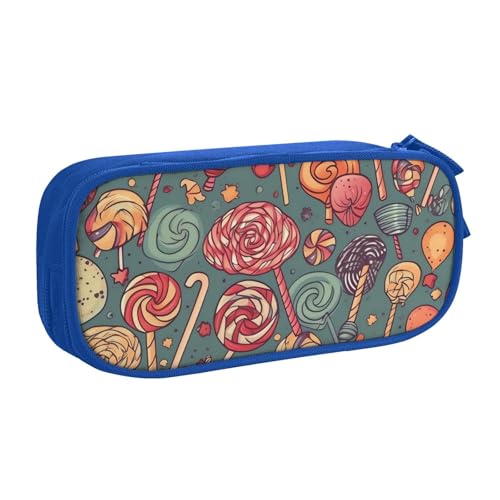 Candy and Lollipops Federmäppchen, Reißverschluss Glattes Federmäppchen, Tragbares Federmäppchen Große Schule Schreibwaren Aufbewahrungstasche Make-up Tasche, blau, Einheitsgröße, Kosmetikkoffer Candy and Lollipops Federmäppchen, Reißverschluss Glattes Federmäppchen, Tragbares Federmäppchen Große Schule Schreibwaren Aufbewahrungstasche Make-up Tasche, blau, Einheitsgröße, Kosmetikkoffer von MMSJSBVY