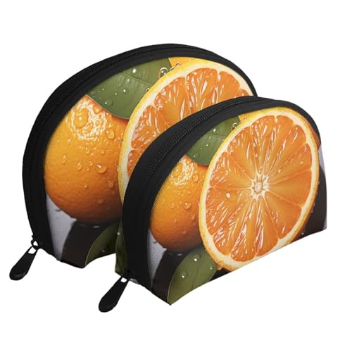 Cartoon Green Cute Owl Portable Shell Makeup Bag Set (2 Pieces), Zippered Travel Toiletry Bag For Cosmetics, Orange, Einheitsgröße von MMSJSBVY
