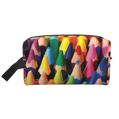 Cartoon Pomeranian Dog Portable Large Capacity Travel Toiletry Bag (Print Models) Waterproof Makeup Storage Bag for Men and Women for Business Trips, Fitness, Bathroom, Daily Storage, Buntstifte von MMSJSBVY