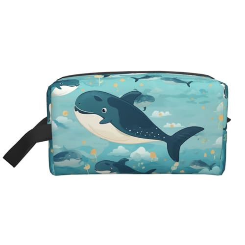 Cartoon-Wal-Hintergrund, tragbar, große Kapazität, Reise-Kulturbeutel (Druckmodelle), wasserdichte Make-up-Aufbewahrungstasche für Männer und Frauen, für Geschäftsreisen, Fitness, Badezimmer, tägliche von MMSJSBVY