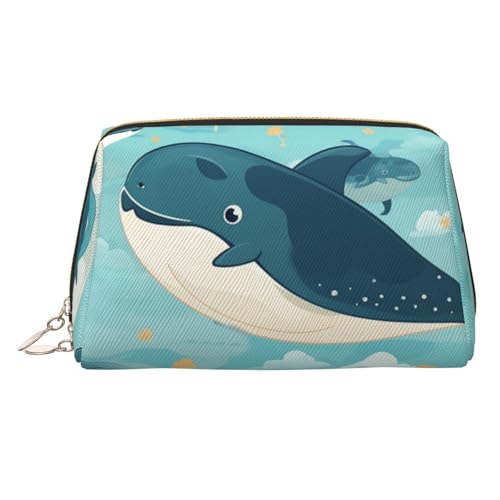 Countryside Farm Make-up-Tasche aus Leder, große Kapazität, Reise-Aufbewahrungstasche, Mehrzweck-Toilettenartikel und Make-up-Tasche, Cartoon-Wal-Hintergrund, Einheitsgröße, Schulranzen von MMSJSBVY