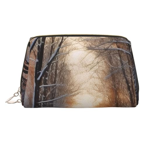 Countryside Farm Make-up-Tasche aus Leder, große Kapazität, Reise-Aufbewahrungstasche, Mehrzweck-Toilettenartikel und Make-up-Tasche, Wandering in the winter light, Einheitsgröße, Schulranzen von MMSJSBVY