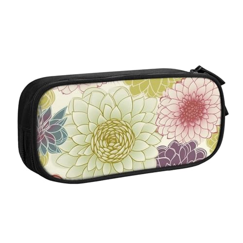 Dahlia Blume Federmäppchen, Reißverschluss Glatt Federmäppchen, Tragbare Federmäppchen Große Schule Schreibwaren Aufbewahrungstasche Make-up Tasche, Schwarz , Einheitsgröße, Kosmetikkoffer von MMSJSBVY