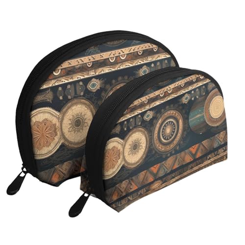 Dampflok tragbare Muschel-Make-up-Taschen-Set (2 Stück), Reise-Kulturbeutel mit Reißverschluss für Kosmetik, Bohemian-Stil, Einheitsgröße von MMSJSBVY