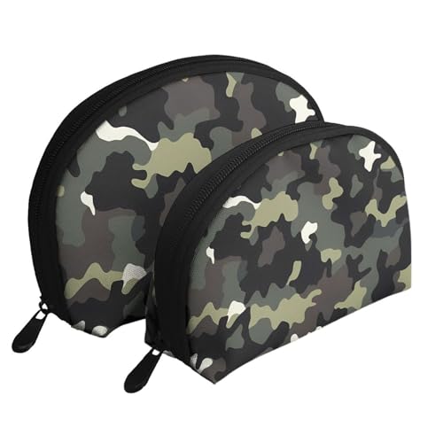 Deer Tragbare Muschel-Make-up-Taschen-Set (2 Stück), Reise-Kulturbeutel mit Reißverschluss für Kosmetika, Camouflage-Muster, Einheitsgröße von MMSJSBVY