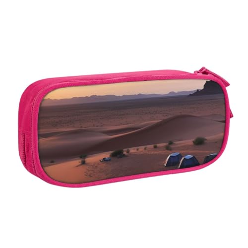 Desert Camping Federmäppchen, Reißverschluss Glattes Federmäppchen, Tragbares Federmäppchen Große Schule Schreibwaren Aufbewahrungstasche Make-up Tasche, rose, Einheitsgröße, Kosmetikkoffer von MMSJSBVY