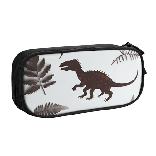 Dinosaurier Blätter Federmäppchen Reißverschluss Glatt Federmäppchen Tragbare Federmäppchen Große Schule Schreibwaren Aufbewahrungstasche Make-up Tasche, Schwarz , Einheitsgröße, Kosmetikkoffer von MMSJSBVY