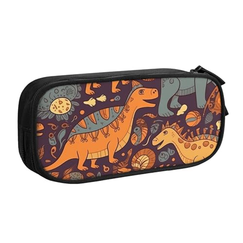 Dinosaurier Muster Federmäppchen Reißverschluss Glatt Federmäppchen Tragbare Federmäppchen Große Schule Schreibwaren Aufbewahrungstasche Make-up Tasche, Schwarz , Einheitsgröße, Kosmetikkoffer von MMSJSBVY