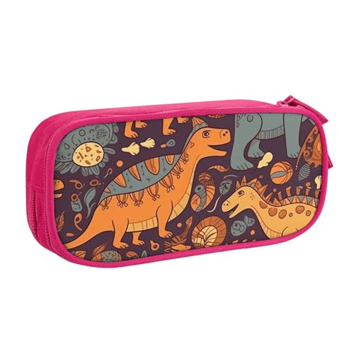 Dinosaurier Muster Federmäppchen Reißverschluss Glatt Federmäppchen Tragbare Federmäppchen Große Schule Schreibwaren Aufbewahrungstasche Make-up Tasche, rose, Einheitsgröße, Kosmetikkoffer von MMSJSBVY