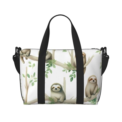 Dream Bunte Reisetasche, Unisex, wasserabweisend, Wochenend-Turnbeutel, großes Fassungsvermögen, verstellbarer Schultergurt, Reisetasche, Niedliche Faultiere auf gelben Zitronen, Einheitsgröße von MMSJSBVY