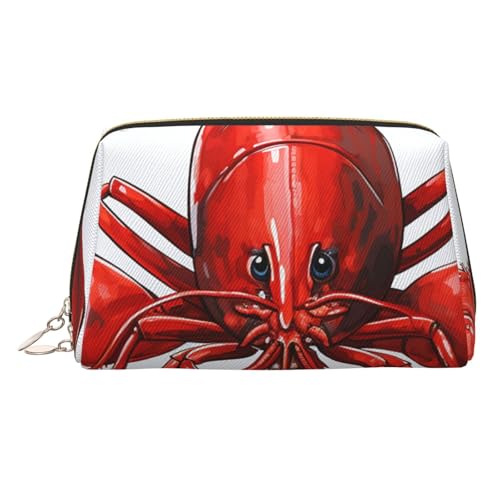 Echo Shapes & Circles Make-up-Tasche aus Leder, große Kapazität, Reise-Aufbewahrungstasche, Mehrzweck-Toilettenartikel und Make-up-Tasche, Roter Karabineraufdruck, Einheitsgröße, Schulranzen von MMSJSBVY