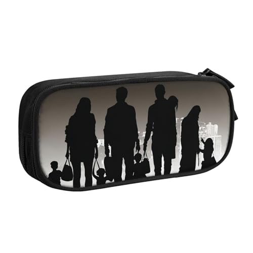 Familie Silhouette Federmäppchen Reißverschluss Glatt Federmäppchen Tragbare Federmäppchen Große Schule Schreibwaren Aufbewahrungstasche Make-up Tasche, Schwarz , Einheitsgröße, Kosmetikkoffer von MMSJSBVY