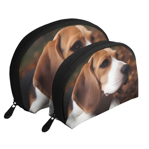 Four Season Tree Of Life Tragbare Muschel-Make-up-Taschen-Set (2 Stück), Reise-Kulturbeutel mit Reißverschluss für Kosmetika, Süßer Beagle., Einheitsgröße von MMSJSBVY