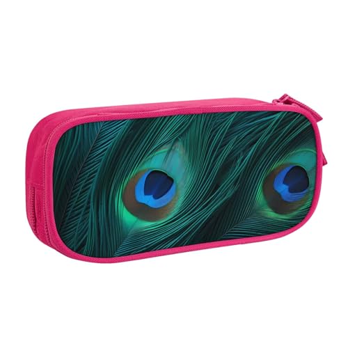 Fresh Peacock Federmäppchen, Reißverschluss Glatt Federmäppchen, Tragbare Federmäppchen Große Schule Schreibwaren Aufbewahrungstasche Make-up Tasche, rose, Einheitsgröße, Kosmetikkoffer von MMSJSBVY