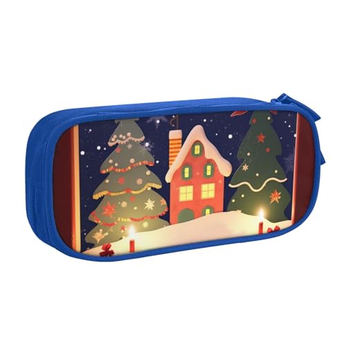 Frohe Weihnachten Bild Federmäppchen Reißverschluss Glatt Federmäppchen Tragbare Federmäppchen Große Schule Schreibwaren Aufbewahrungstasche Make-up Tasche, blau, Einheitsgröße, Kosmetikkoffer Frohe Weihnachten Bild Federmäppchen Reißverschluss Glatt Federmäppchen Tragbare Federmäppchen Große Schule Schreibwaren Aufbewahrungstasche Make-up Tasche, blau, Einheitsgröße, Kosmetikkoffer von MMSJSBVY