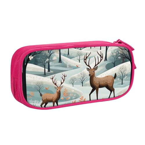 Frohe Weihnachten Happy Federmäppchen, Reißverschluss Glatt Federmäppchen, Tragbares Federmäppchen Große Schule Schreibwaren Aufbewahrungstasche Make-up Tasche, rose, Einheitsgröße, Kosmetikkoffer von MMSJSBVY