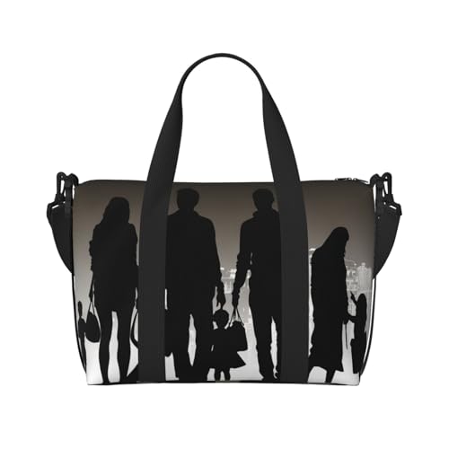 Goldrippen-Reisetasche, Unisex, wasserabweisend, Wochenend-Turnbeutel, große Kapazität, verstellbarer Schultergurt, Reisetasche, Familien-Silhouette, Einheitsgröße Goldrippen-Reisetasche, Unisex, wasserabweisend, Wochenend-Turnbeutel, große Kapazität, verstellbarer Schultergurt, Reisetasche, Familien-Silhouette, Einheitsgröße von MMSJSBVY