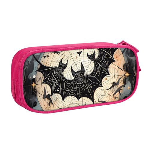Halloween Flying Bats Federmäppchen, Reißverschluss Glattes Federmäppchen, Tragbares Federmäppchen Große Schule Schreibwaren Aufbewahrungstasche Make-up Tasche, rose, Einheitsgröße, Kosmetikkoffer von MMSJSBVY