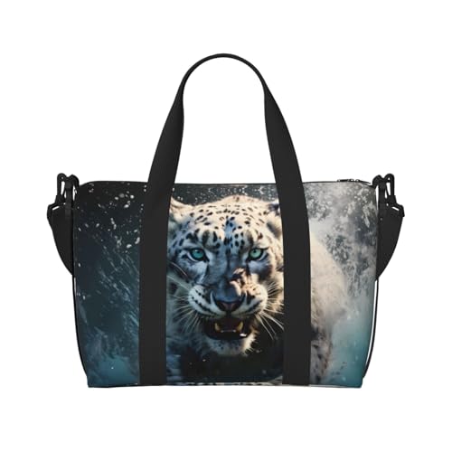 Happy Penguin Reisetasche, Unisex, wasserabweisend, Wochenend-Turnbeutel, große Kapazität, verstellbarer Schultergurt, Reisetasche, Blauäugiger Schneeleopard, Einheitsgröße Happy Penguin Reisetasche, Unisex, wasserabweisend, Wochenend-Turnbeutel, große Kapazität, verstellbarer Schultergurt, Reisetasche, Blauäugiger Schneeleopard, Einheitsgröße von MMSJSBVY