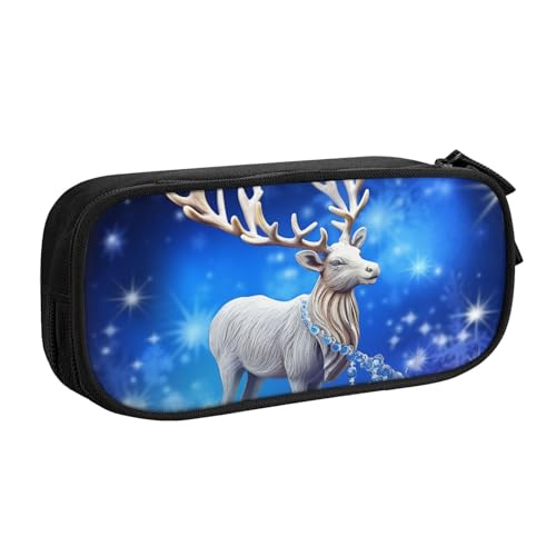 Kristall Rentier Weihnachten Federmäppchen Reißverschluss Glatt Federmäppchen Tragbare Federmäppchen Große Schule Schreibwaren Aufbewahrungstasche Make-up Tasche, Schwarz , Einheitsgröße, von MMSJSBVY