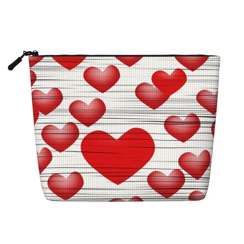 Kulturbeutel mit Herzmotiv, für Damen, tragbare Reise-Kosmetiktasche, täglicher Organizer mit Reißverschluss, Herz im Lippenstift gezeichnet, Einheitsgröße Kulturbeutel mit Herzmotiv, für Damen, tragbare Reise-Kosmetiktasche, täglicher Organizer mit Reißverschluss, Herz im Lippenstift gezeichnet, Einheitsgröße von MMSJSBVY