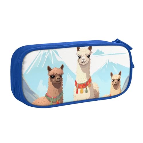 Lama und Alpaka Federmäppchen, Reißverschluss Glatt Federmäppchen, Tragbares Federmäppchen Große Schule Schreibwaren Aufbewahrungstasche Make-up Tasche, blau, Einheitsgröße, Kosmetikkoffer Lama und Alpaka Federmäppchen, Reißverschluss Glatt Federmäppchen, Tragbares Federmäppchen Große Schule Schreibwaren Aufbewahrungstasche Make-up Tasche, blau, Einheitsgröße, Kosmetikkoffer von MMSJSBVY