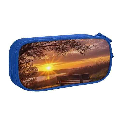 Lonely Bench Sunset Federmäppchen, Reißverschluss Glattes Federmäppchen, Tragbares Federmäppchen Große Schule Schreibwaren Aufbewahrungstasche Make-up Tasche, blau, Einheitsgröße, Kosmetikkoffer Lonely Bench Sunset Federmäppchen, Reißverschluss Glattes Federmäppchen, Tragbares Federmäppchen Große Schule Schreibwaren Aufbewahrungstasche Make-up Tasche, blau, Einheitsgröße, Kosmetikkoffer von MMSJSBVY