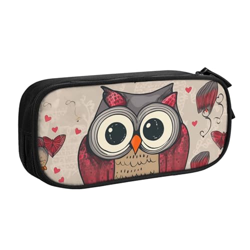 Love Owl Federmäppchen, Reißverschluss Glattes Federmäppchen, Tragbares Federmäppchen Große Schule Schreibwaren Aufbewahrungstasche Make-up Tasche, Schwarz , Einheitsgröße, Kosmetikkoffer von MMSJSBVY