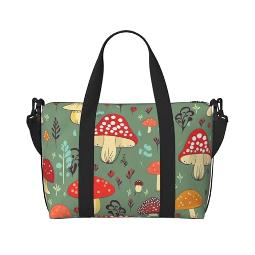 Love Owl Reisetasche, Unisex, wasserabweisend, Wochenend-Turnbeutel, große Kapazität, verstellbarer Schultergurt, Reisetasche, Cartoon Pilze, Einheitsgröße von MMSJSBVY