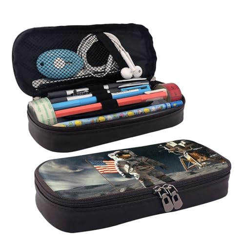 MMSJSBVY Astronauten-Federmäppchen für Herren, großes Fassungsvermögen, langlebiges Federmäppchen, Schreibwaren-Organizer, Schul- und Bürobedarf, Astronaut landet auf dem Mond, Einheitsgröße, von MMSJSBVY