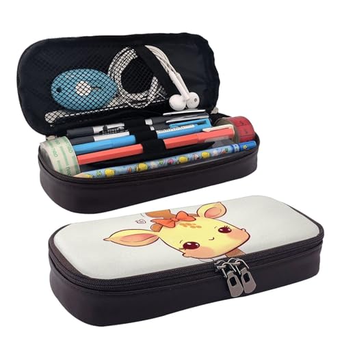 MMSJSBVY Astronauten-Federmäppchen für Herren, großes Fassungsvermögen, langlebiges Federmäppchen, Schreibwaren-Organizer, Schul- und Bürobedarf, Süße Schleife Giraffe, Einheitsgröße, Kosmetikkoffer von MMSJSBVY