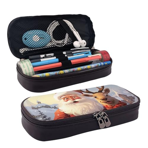 MMSJSBVY Astronauten-Federmäppchen für Herren, großes Fassungsvermögen, langlebiges Federmäppchen, Schreibwaren-Organizer, Schul- und Bürobedarf, Weihnachtsmann und Rentier, Einheitsgröße, von MMSJSBVY