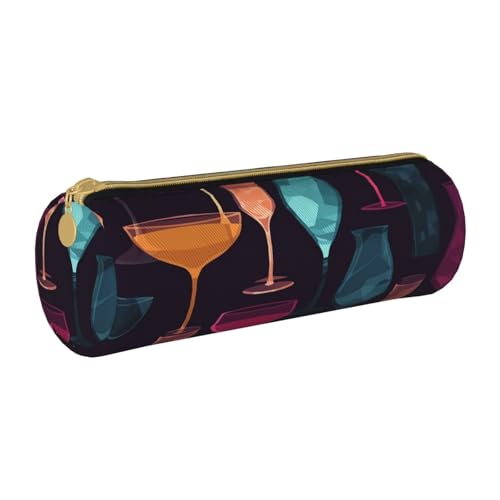 MMSJSBVY Bowling Balls Zylinder Bleistift Aufbewahrungstasche Leder Bleistift Tasche Schöne Große Kapazität Geeignet für Studenten Büro Reise Make-up Pinsel Aufbewahrung mit Reißverschluss von MMSJSBVY