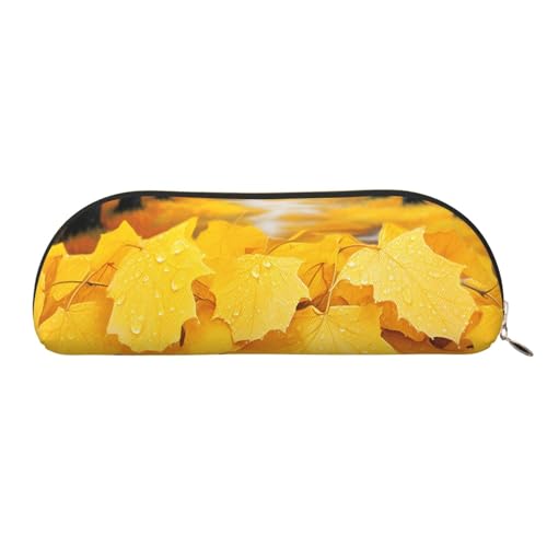 MMSJSBVY Buntes Fußball-Federmäppchen aus Leder – halbrunder Organizer mit Reißverschluss für Stifte, Kosmetik und Reisen, Herbstgelbe Blätter, Einheitsgröße, Schulranzen MMSJSBVY Buntes Fußball-Federmäppchen aus Leder – halbrunder Organizer mit Reißverschluss für Stifte, Kosmetik und Reisen, Herbstgelbe Blätter, Einheitsgröße, Schulranzen von MMSJSBVY